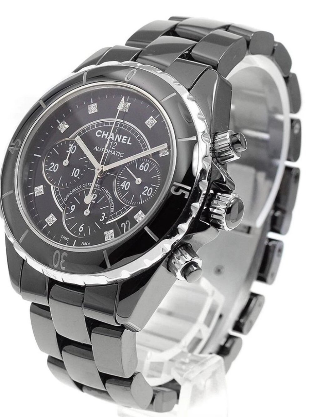 CHANEL J12 H2419 Chronograph 9P Diamond Black Dial Automatic Men's Watch_942741